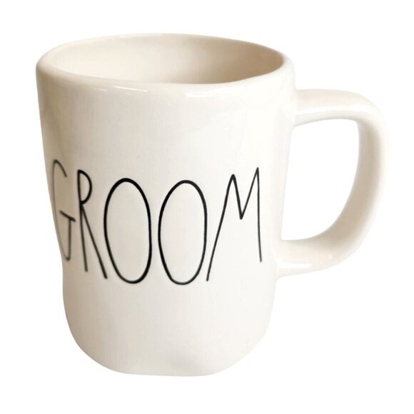 Rae Dunn Magenta Artisan Collection Groom Mug Ceramic White - Picture 1 of 10